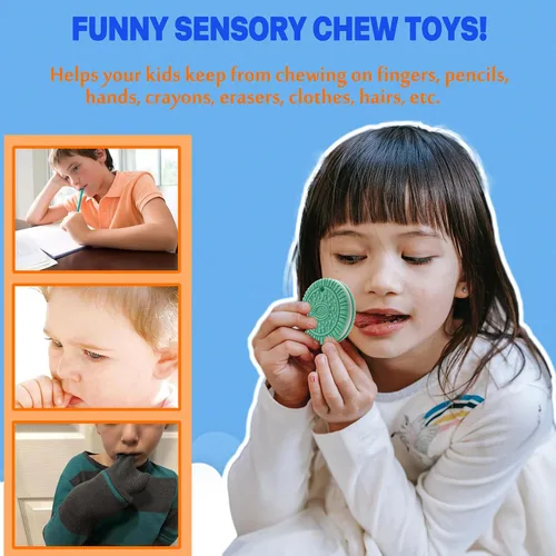 Miniatura 3 de Collares masticables para niños con necesidades sensoriales, collares masticables de silicona para niños y niñas con autismo, TDAH, SPD, Verde