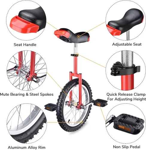 Miniatura 2 de AW Rueda de 16/18/20/24 pulgadas, asiento ajustable para exteriores, para adultos, niños, deportes al aire libre, ejercicio de fitness, para elegir