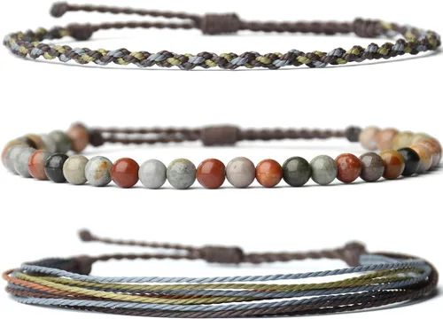 Miniatura 21 de Pulsera curativa hecha a mano con cuentas de piedra natural, regalo para hombres, pulsera de cuerda ajustable