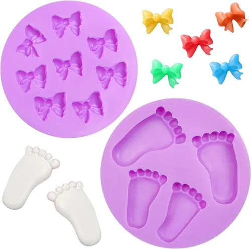 Miniatura 11 de Moldes de silicona para baby shower, pies de bebé, botella de mano, botón de ropa, fondant para decoración de pasteles, decoración de cupcakes