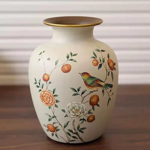 Jarrón de cerámica, jarrones vintage para decoración del hogar, jarrones decorativos de estilo rústico para mesa, estantería de libros, repisa,