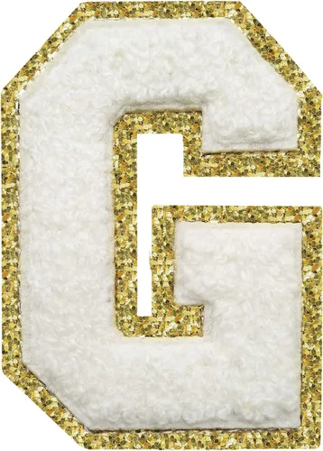 Miniatura 87 de Parches de letras termo-adhesivas de felpilla para chaquetas, parches de letras universitarias con brillantina para planchar en la letra azul A