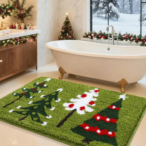 Miniatura 22 de Juego de alfombras de baño de 3 piezas de color blanco hueso, ultra suave, gruesa, esponjosa, microfibra absorbente, parte trasera antideslizante