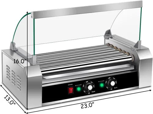 Miniatura 7 de Giantex Máquina de rodillos para perros calientes, 7 rodillos antiadherentes, 18 máquinas de cocina para salchichas para perros calientes