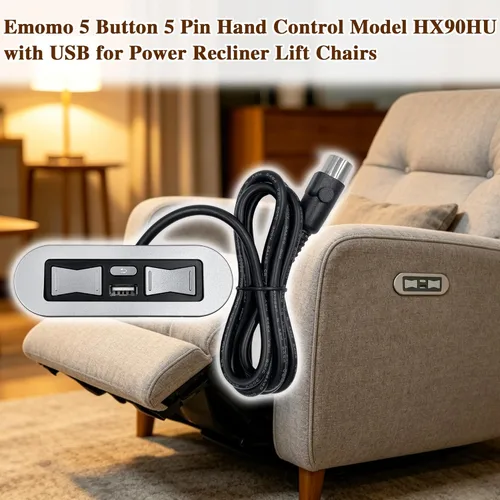 Miniatura 3 de Silla elevadora reclinable eléctrica Emomo 5 botones 5 pines control manual modelo HX90HU reemplazo con USB