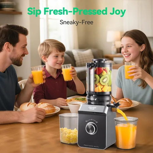 Miniatura 7 de Exprimidor de prensa en frío, máquinas exprimidoras Ormeo Home con canal de alimentación grande de 5.0 pulgadas para verduras y frutas enteras
