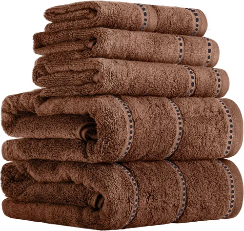 Miniatura 12 de Lavish Home Juego de toallas de 6 piezas, 100% algodón de 525 GSM, artículos esenciales de baño con 2 toallas de baño, 2 toallas de mano y 2 paños