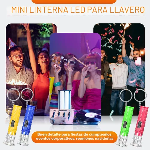 Miniatura 3 de Jexine 100 piezas Mini Linterna Llavero A granel Colores Surtidos Antorcha Llavero Linternas LED Llavero Pequeño Luz de Linterna para Senderismo