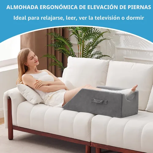 Miniatura 7 de MEGCXIT Almohada de Elevación para Piernas Circulación Sanguínea, Almohada de Cuña para Hinchazón de Piernas, Almohada de Cuña para Rodilla Post Gris