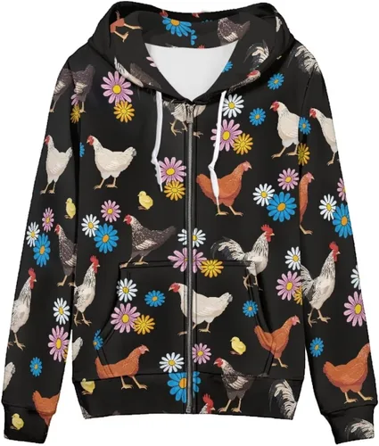 ZOUTAIRONG Trendy Zip Up Jacket Hoodies for Teen Girls Fall Clothes XS-5XL Activewear Fashion Tops Y2K Clothing