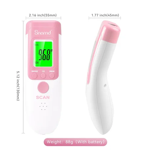 Miniatura 9 de Termómetro digital infrarrojo sin contacto para la frente para adultos, niños y bebés, termómetro médico de grado 3 en 1 con indicador de fiebre