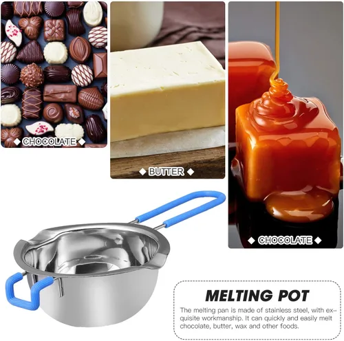 Miniatura 2 de Hemoton Olla de doble caldera de acero inoxidable con inserto universal de acero con mango de silicona para derretir chocolate, mantequilla, queso