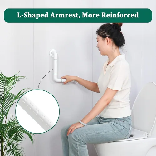 Miniatura 2 de Barandilla antibaño, barra de mano de ducha de acero inoxidable blanco desmontable de 90°, soporte de barandilla de seguridad para ancianos, niños