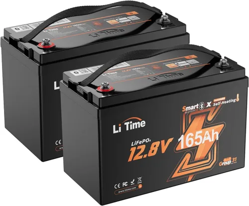 Miniatura 31 de Litime Batería de litio LiFePO4 de 12 V y 165 Ah Bluetooth, batería de ciclo profundo para motores de arrastre, tamaño grupo 31 con densidad