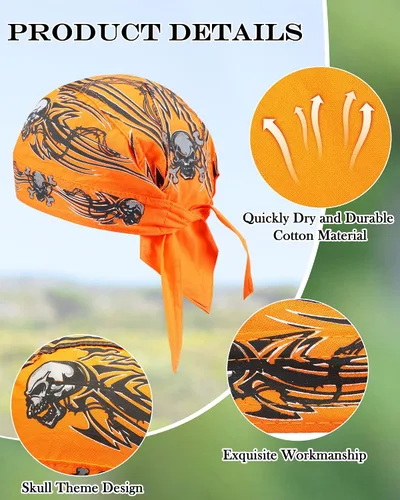 Miniatura 3 de Foaincore Paquete de 8 gorras de calavera Do Rag para hombres, absorben el sudor, Doo Rags, forro de casco de refrigeración para ciclismo