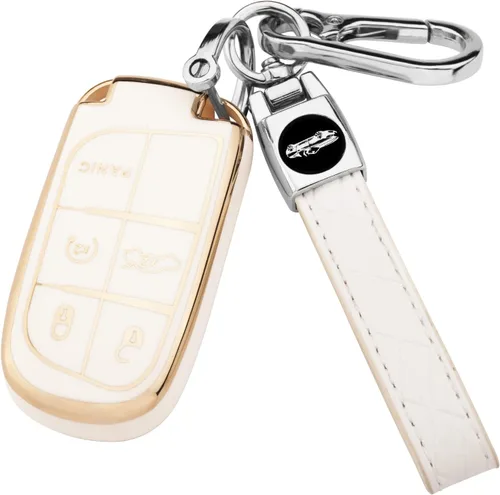 Miniatura 8 de XIYANG TRADE Funda para llavero Jeep con llavero, carcasa de TPU suave protección completa para llave inteligente Grand Cherokee Renegade Chrysler