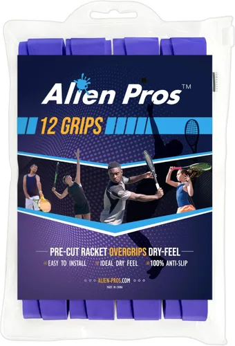 Miniatura 8 de Alien Pros - Cinta de agarre para raqueta de tenis (6, 12 o 60 agarres), agarre de tenis precortado y con sensación seca, cinta de agarre para blanco