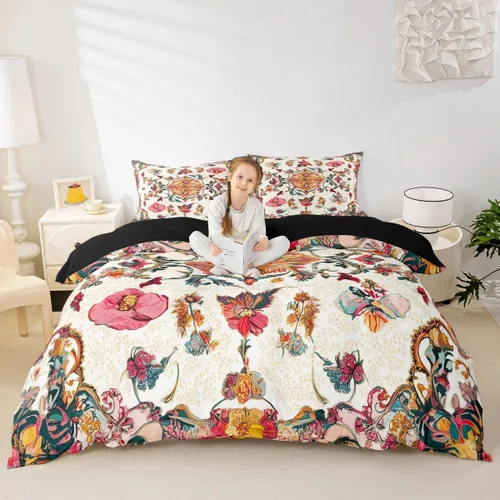Miniatura 4 de Erosebridal Funda de edredón floral exótica tamaño Queen, juego de ropa de cama bohemio, funda de edredón tribal exótica floral bohemia, flores