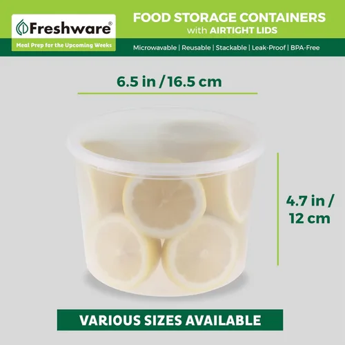 Miniatura 3 de Freshware [12 unidades, 64 oz] recipientes de plástico de 1/2 galón para almacenamiento de alimentos y sopa con tapas herméticas, recipientes