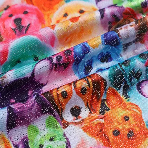 Miniatura 202 de HOZIY - Leotardos de gimnasia con pantalones cortos brillantes para niñas pequeñas; estampados de unicornio, aurora, arco iris, sirena, dinosaurio