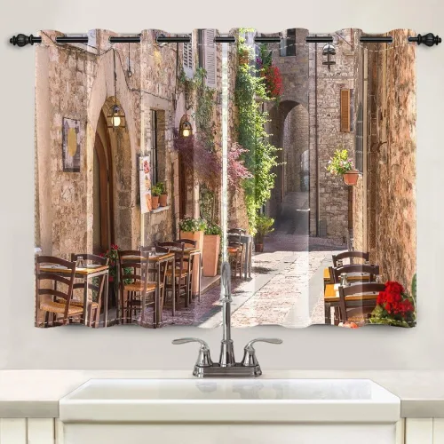 Miniatura 34 de Cortinas japonesas con pintura de tinta, monte Fuji, sol rojo, puesta de sol, hojas de bambú, cortinas de ventana para dormitorio, sala de estar