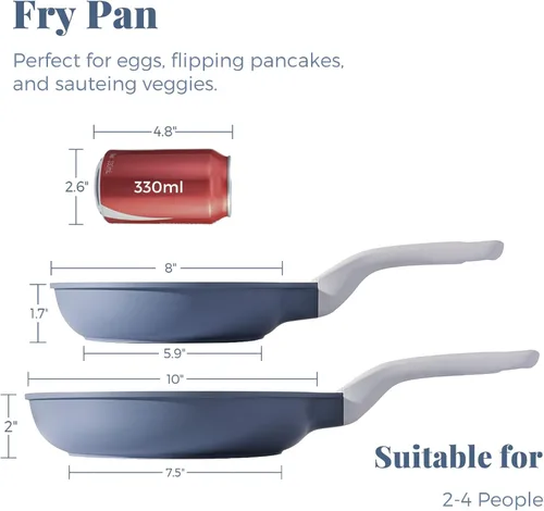Miniatura 2 de PRICUSIS - Sartén antiadherente de cerámica con mango de enfriamiento, sartén para huevos y tortilla y para chefs, compatible con inducción y apta