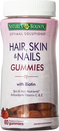 Natures Bounty Optimal Solutions, gomitas para cabello, piel y uñas con biotina, 80 unidades (paquete de 2)