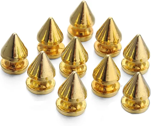 Picos de metal de repuesto para collar de perro DowgClub de cuero genuino en color dorado (paquete de 10, dorado)