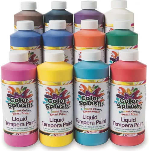 Miniatura 5 de S&S Worldwide Pintura líquida a granel de témpera líquida, juego de 12 en 11 colores brillantes, botellas abatibles de 8 onzas, ideal para artes