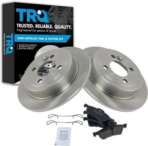 Miniatura 107 de TRQ Juego de pastillas de freno semimetálicas traseras y rotores compatibles con Chevrolet Trailblazer 02-06 Trailblazer EXT 04-06 SSR 02-07 GMC
