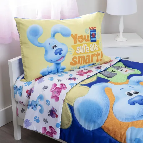 Miniatura 8 de Blues Clues You Are Smart - Juego de ropa de cama infantil de 4 piezas, incluye edredón, juego de sábanas, sábana bajera, sábana superior + funda