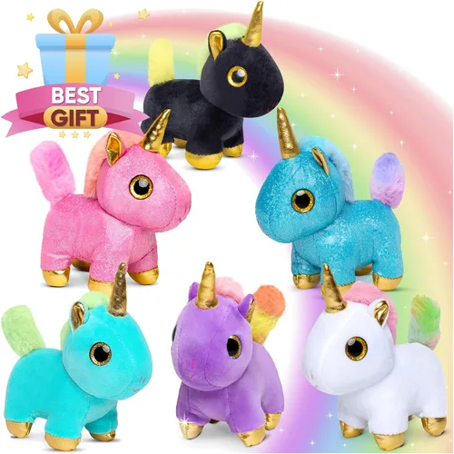Miniatura 8 de Naturally KIDS Animales de peluche, regalos para niños y niñas, juego de juguetes de dinosaurio de peluche, 6 Bolsa Dinosaurios Multicolor