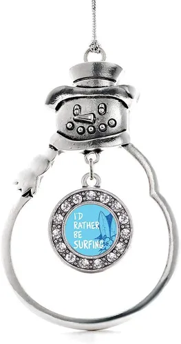 Miniatura 145 de Inspired Silver - Roller Queen - Adorno de Navidad plateado - Adorno circular para árbol de Navidad con circonita cúbica - Decoración colgante