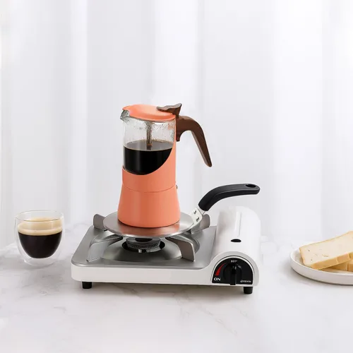 Miniatura 5 de Olla de Moka de Vidrio TWOCE para Estufa y Inducción - Cafetera de Espresso Italiana con Mango de Madera y Diseño a Prueba de Fugas - Incluye Placa