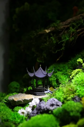 Miniatura 3 de KARESANSUI Pabellón chino tradicional - decoración de terrario, decoración de acuario chino, accesorios de jardín de hadas, decoración de paludario