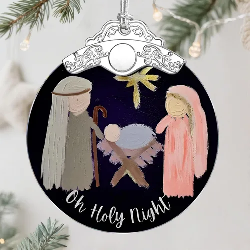Miniatura 12 de Adorno de Navidad de natividad, decoración de Navidad de vitrales de 3 pulgadas, adornos de natividad para árbol de Navidad, regalos cristianos