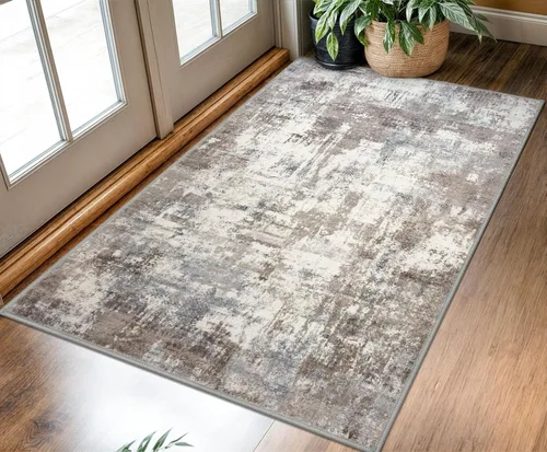 Miniatura 20 de KOZYFLY - Alfombra de pasillo moderna y lavable de diseño abstracto gris y negro, 2 x 6 pies, antideslizante, suave y de pelo corto, ideal