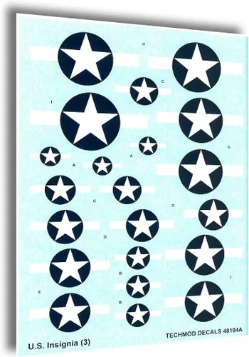 Techmod 48104 1/48 US National Insignia 1943-1945 - Adhesivo húmedo para aviones de la Segunda Guerra Mundial