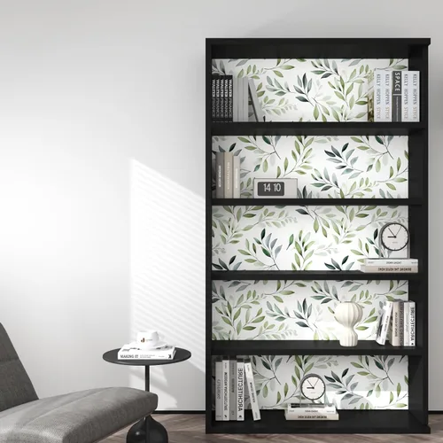 Miniatura 6 de Papel pintado verde de despegar y pegar, 17.5" x 118" Papel de contacto de hojas de salvia y oliva, papel pintado botánico moderno de verde