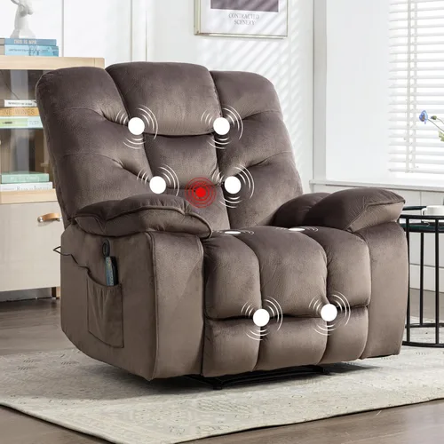 HAOMARKETS Silla reclinable eléctrica con masaje y calor, sillas reclinables eléctricas de 41 pulgadas de ancho con puerto USB, sofá reclinable con