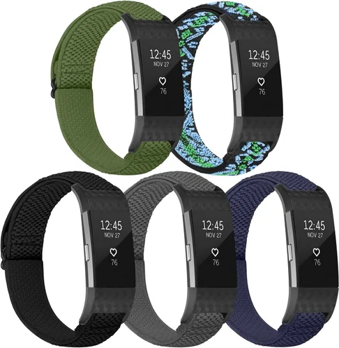 Miniatura 11 de TumpCez Bandas elásticas compatibles con Fitbit Charge 2, correa de repuesto ajustable elástica de nailon suave Solo Loop para Fitbit Charge 2