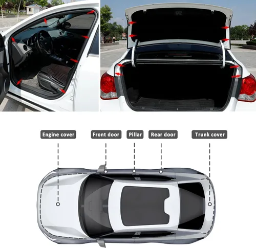 Miniatura 5 de Tira de sellado de goma para puerta de automóvil, tira de sellado meteorológico automotriz de doble capa en forma de L, tira de sellado universal