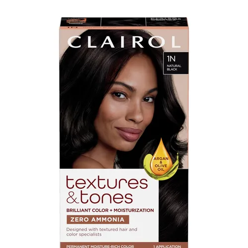 Miniatura 20 de Clairol Textures & Tones - Tinte permanente para el cabello, color de cabello negro sedoso 1B, paquete de 1 unidad 1B negro sedoso