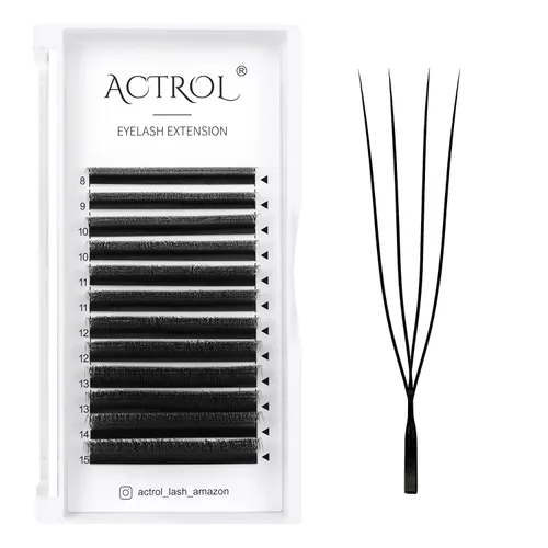 Miniatura 46 de Extensiones de pestañas 4D W, color negro, 0.003 in, rizo D, 0.315 in, volumen individual, YY, extensiones de pestañas en forma de W, fáciles