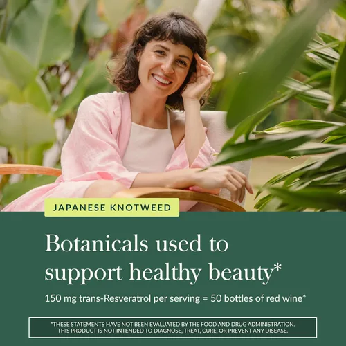 Miniatura 5 de Gaia Herbs Resveratrol - Suplemento antioxidante Beauty & Radiance - Hecho con Knotweed japonés - Contiene 150 mg de Trans-Resveratrol por porción