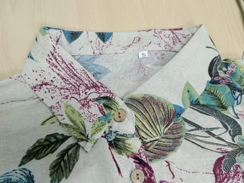 Miniatura 3 de Ladyful Vestido camisero de lino y algodón con botones y estampado casual para mujer