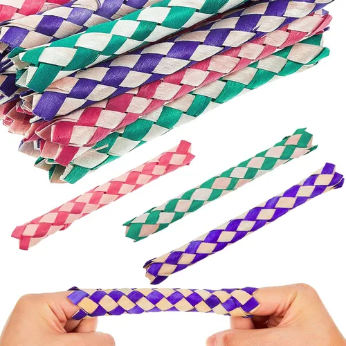 Miniatura 7 de Syhood 12 trampas chinas para dedos de bambú para niños y adultos, juguete para masticar pájaros, picador de forrajería, juguetes divertidos
