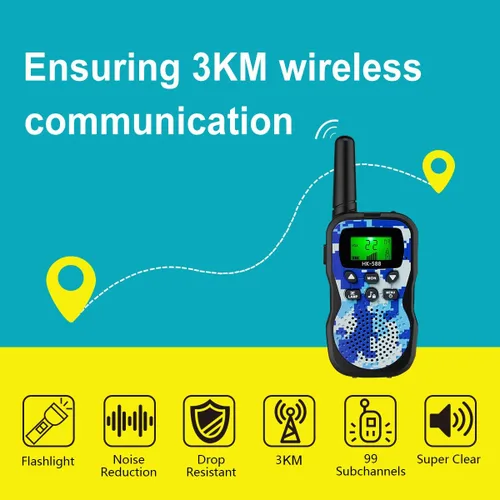 Miniatura 3 de Walkie Talkie para niños, juguetes para niños y niñas de 3 a 12 años con pantalla LCD retroiluminada y rango de linterna de hasta 1.9 mi, regalos