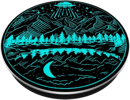 Miniatura 2 de Galaxy UFO Abduction Space Astronaut Nature Lake Moon Alien PopSockets intercambiables PopGrip