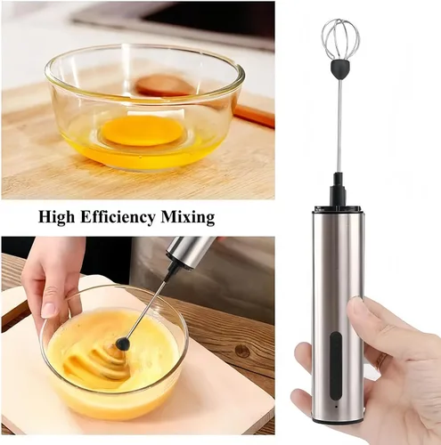 Miniatura 6 de Varita espumadora de leche recargable con 3 botones de velocidad independientes, batidor eléctrico de mano con 5 accesorios para café, lattes